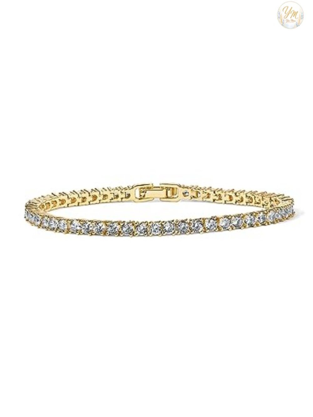 3mm Cubic Zirconia Tennis Bracelet 18K Gold Plated 6.5